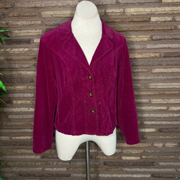 Cut Loose Deep Fuchsia Stretch Corduroy Casual Jacket Size Small - Picture 7 of 11